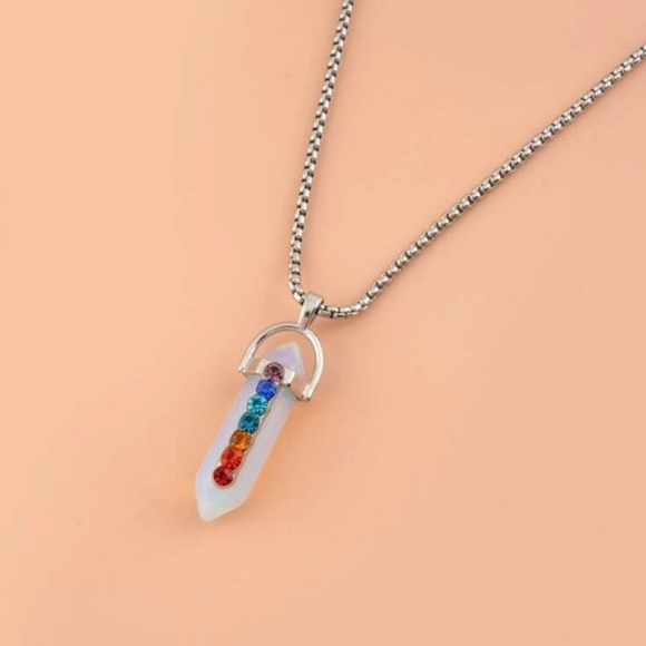 Male a wish necklace.  With stone with multicolors. DISCOUNT SHIPPING INCLUDED! - Picture 2 of 3